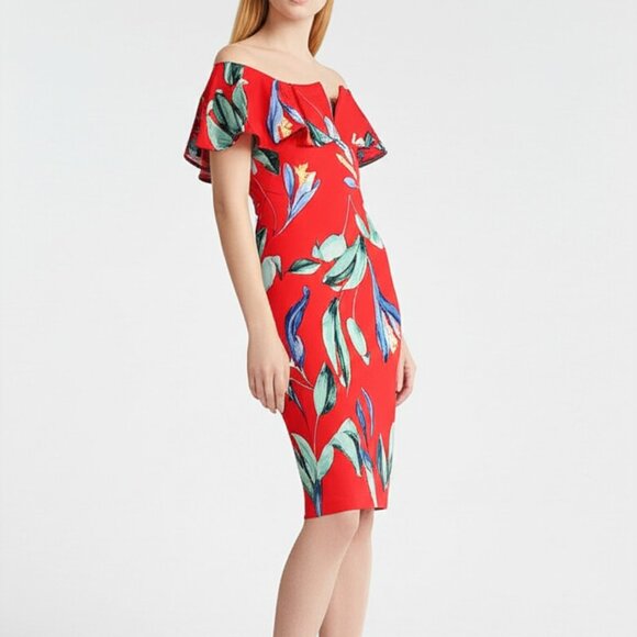 PinkBlush Floral Tropical Off the Shoulder Dress Size Small Vibrant Hawaiian - Picture 1 of 6